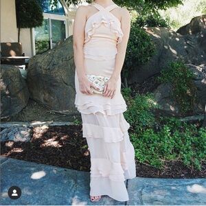 Pale Pink Ruffle Maxi Dress